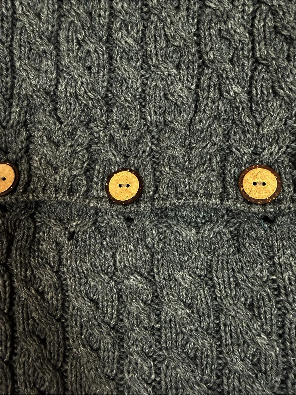 Aran Sweater Market Merino Wool Button Snood Scarf Gray Made in Ireland